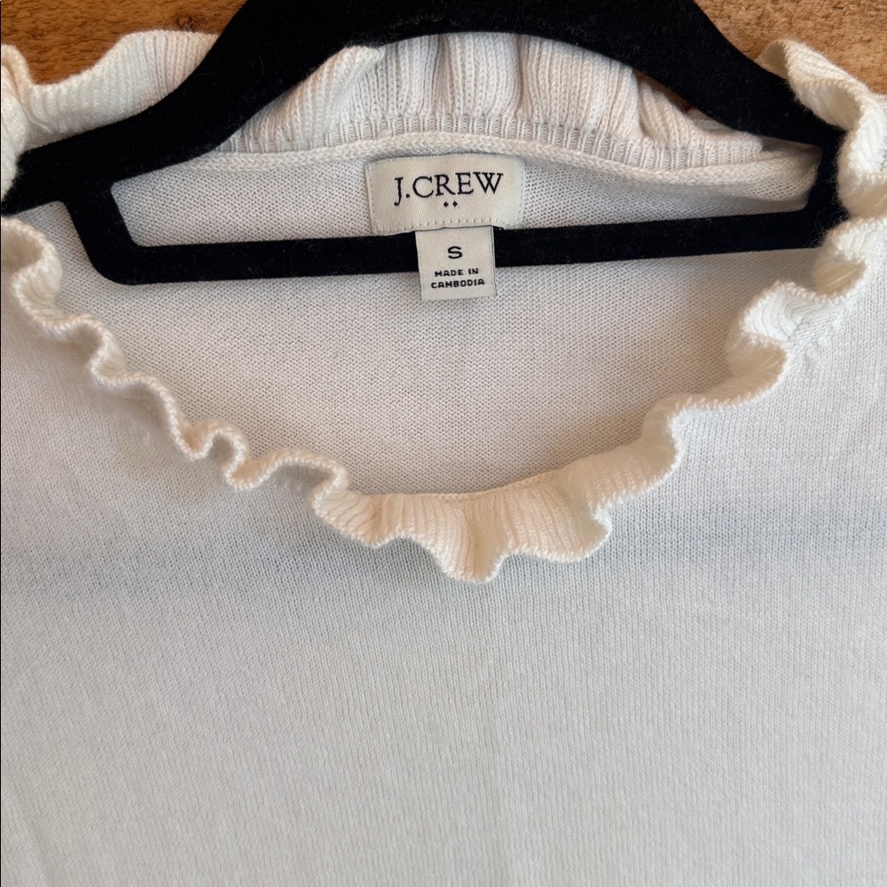 J.Crew Ivory Ruffle Neck Pullover - Picture 3 of 6